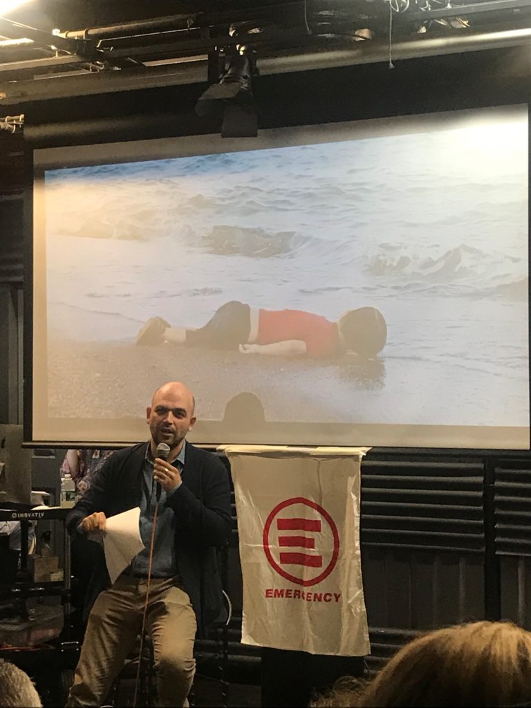 We would like to thank Mr. Saviano for breaking the silence and showing the vital role that humanitarian staff have, same as writers and photographers, in speaking out for a better world.